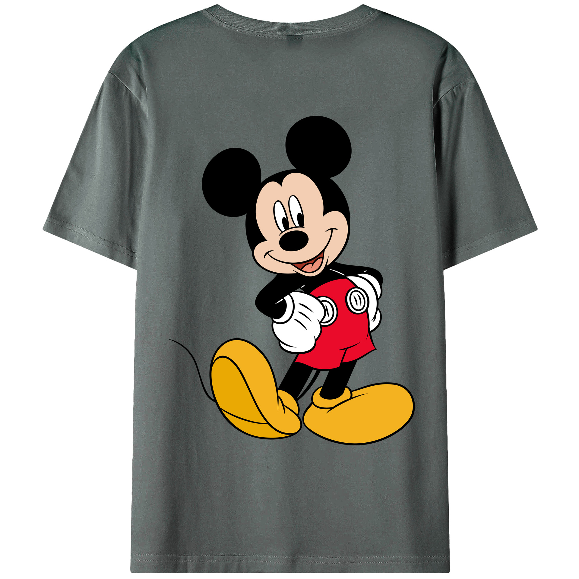 ミッキーマウス Mickey Mouse 綿100％ メンズ半袖Tシャツ（バックプリント） 通気性